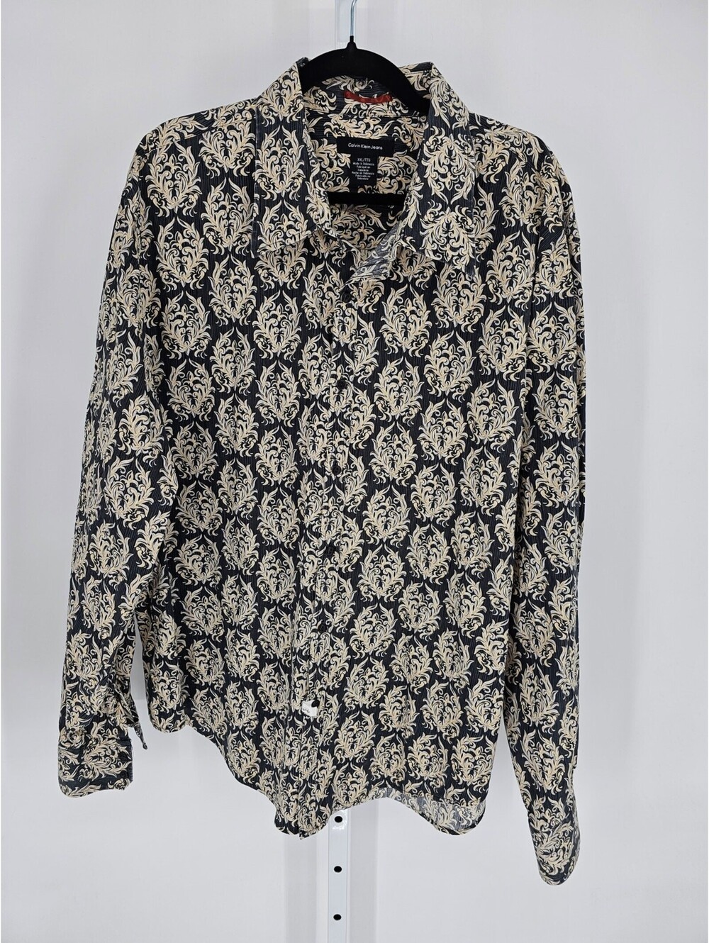 Calvin Klein Jeans Men's Black Abstract Pattern Button-Down Shirt Size XXL